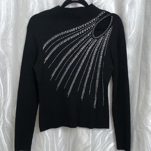 La Rambia Black Sparkle Knit Sweater